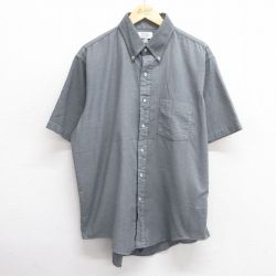 XL★古着 アロー 半袖 シャツ メンズ 90年代 90s 大きいサイズ ボタンダウン USA製 グレー ストライプ 25apr28 中古 トップス