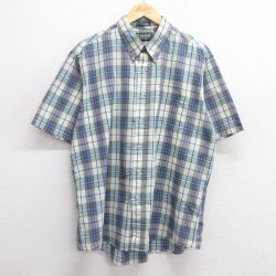 XL★古着 半袖 シャツ メンズ 90年代 90s ボタンダウン 黄系他 イエロー チェック 25apr28 中古 トップス