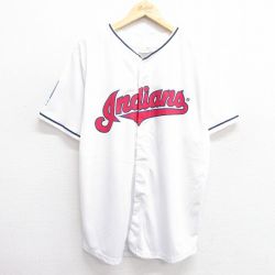 L★古着 半袖 ベースボール シャツ メンズ MLB クリーブランドインディアンス ヤンゴームズ 10 シャーウィンウィリアムズ 白 ホワイト メジャーリーグ 野球 【spe】 25apr28 中古 トップス