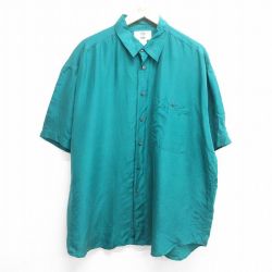 XL★古着 半袖 シャツ メンズ 00年代 00s 大きいサイズ シルク 緑 グリーン 25apr28 中古 トップス