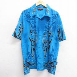 【50%OFF】L★古着 半袖 シャツ メンズ 開襟 オープンカラー 水色他 【spe】 25apr28 中古 トップス