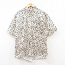 L★古着 半袖 シャツ メンズ 00年代 00s ゴルフ 総柄 ボタンダウン ベージュ系他 カーキ 25apr28 中古 トップス