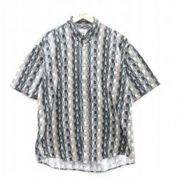 【50%OFF】XL★古着 半袖 シャツ メンズ 00年代 00s 総柄 コットン 紺他 ネイビー 25apr28 中古 トップス
