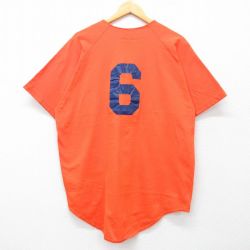 L★古着 半袖 ベースボール シャツ メンズ 90年代 90s Rogers Relics ソフトボール 6 ラグラン コットン USA製 オレンジ 25apr30 中古 トップス