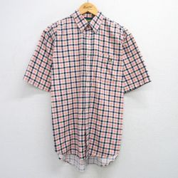 L★古着 半袖 シャツ メンズ IVY CREW コットン ボタンダウン オレンジ他 チェック 25apr30 中古 トップス