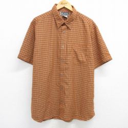 XL★古着 コロンビア COLUMBIA 半袖 シャツ メンズ 00年代 00s ワンポイントロゴ 茶他 ブラウン チェック 25apr30 中古 トップス