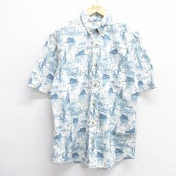 L★古着 ウールリッチ WOOLRICH 半袖 シャツ メンズ 魚 コットン ボタンダウン 白他 ホワイト 25apr30 中古 トップス