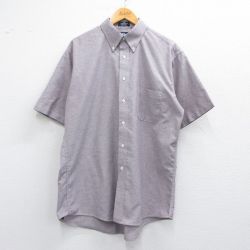 【50%OFF】L★古着 半袖 シャツ メンズ 90年代 90s オックスフォード USA製 薄紫系 パープル 25apr30 中古 トップス
