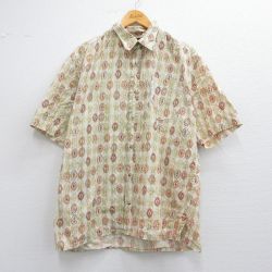 XL★古着 コロンビア COLUMBIA 半袖 シャツ メンズ 00年代 00s 総柄 コットン 薄黄色他 イエロー 25apr30 中古 トップス