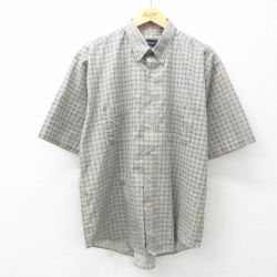 XL★古着 バンヒューセン 半袖 シャツ メンズ 総柄 ボタンダウン ベージュ系他 カーキ 25may01 中古 トップス