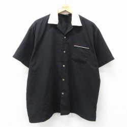 XL★古着 半袖 シャツ メンズ 90年代 90s 大きいサイズ 開襟 オープンカラー USA製 黒他 ブラック 【spe】 25may07 中古 トップス