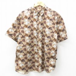 XL★古着 半袖 シャツ メンズ 馬 総柄 茶他 ブラウン 25may07 中古 トップス