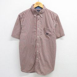 L★古着 チャップス 半袖 シャツ メンズ 90年代 90s ボタンダウン 赤他 レッド チェック 25may08 中古 トップス