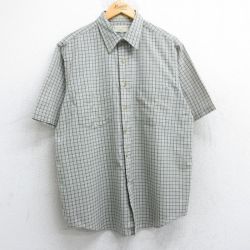 XL★古着 アロー 半袖 シャツ メンズ 90年代 90s ベージュ他 カーキ チェック 25may08 中古 トップス