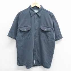 XL★古着 ビューグルボーイ 半袖 シャツ メンズ 90年代 90s 大きいサイズ コットン 濃紺系 ネイビー 25may08 中古 トップス