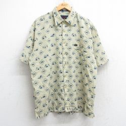【50%OFF】XL★古着 PHAT FARM 半袖 シャツ メンズ 00年代 00s 武士 総柄 大きいサイズ 薄ベージュ他 カーキ 【spe】 25may09 中古 トップス