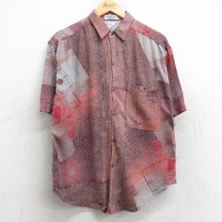 M★古着 GOOUCH 半袖 シャツ メンズ 90年代 90s 総柄 レーヨン ピンク系他 25may09 中古 トップス