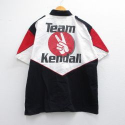 XL★古着 半袖 シャツ メンズ 90年代 90s レーシング ケンドル マルチカラー コットン ボタンダウン 黒他 ブラック 25may09 中古 トップス