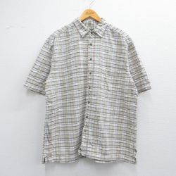 XL★古着 セントジョンズベイ 半袖 シャツ メンズ 大きいサイズ コットン 白他 ホワイト チェック 25may09 中古 トップス