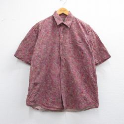 L★古着 半袖 シャツ メンズ 00年代 00s 総柄 コットン エンジ系他 25may09 中古 トップス