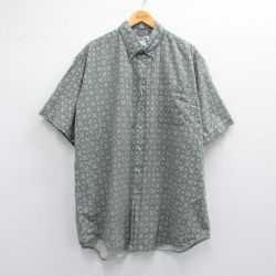 XL★古着 チェロキー 半袖 シャツ メンズ 00年代 00s 総柄 大きいサイズ ロング丈 コットン ボタンダウン 緑系他 グリーン 25may09 中古 トップス