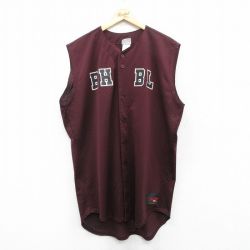 XL★古着 ローリングス ノースリーブ ベースボール シャツ メンズ BH BL 39 メッシュ地 大きいサイズ ロング丈 エンジ 25may09 中古 トップス