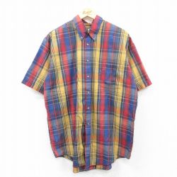 【50%OFF】XL★古着 アロー 半袖 シャツ メンズ 90年代 90s 大きいサイズ ボタンダウン 赤他 レッド チェック 25may10 中古 トップス