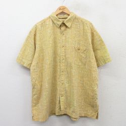 XL★古着 セントジョンズベイ 半袖 シャツ メンズ 総柄 大きいサイズ コットン 黄他 イエロー 25may10 中古 トップス