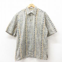 【50%OFF】XL★古着 ピエールカルダン pierre cardin 半袖 ブランド シャツ メンズ 00年代 00s 総柄 コットン 紺 ネイビー 25may12 中古 トップス