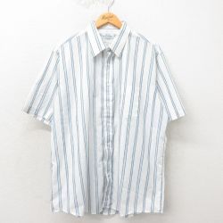 XL★古着 アロー 半袖 シャツ メンズ 90年代 90s 大きいサイズ USA製 白他 ホワイト ストライプ 25may12 中古 トップス