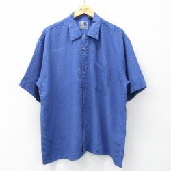XL★古着 半袖 シャツ メンズ 00年代 00s 大きいサイズ 紺他 ネイビー チェック 25may15 中古 トップス