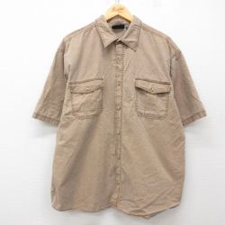 XL★古着 ルート66 半袖 シャツ メンズ 00年代 00s 大きいサイズ コットン 薄茶 ブラウン 【spe】 25may14 中古 トップス