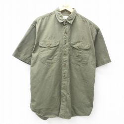 XL★古着 セントジョンズベイ 半袖 シャツ メンズ 90年代 90s ロング丈 濃緑系 グリーン 25may15 中古 トップス