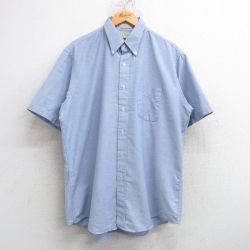 XL★古着 エルエルビーン LLBEAN 半袖 シャツ メンズ 80年代 80s オックスフォード 大きいサイズ ロング丈 ボタンダウン USA製 薄紺系 ネイビー 【spe】 25may17 中古 トップス