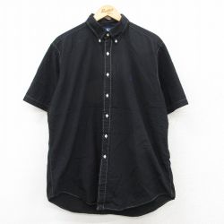 【50%OFF】XL★古着 ラルフローレン Ralph Lauren 半袖 ブランド シャツ メンズ 90年代 90s ワンポイントロゴ YARMOUTH コットン ボタンダウン 黒 ブラック 25may20 中古 トップス