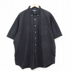 XL★古着 ラルフローレン Ralph Lauren ゴルフ 半袖 ブランド シャツ メンズ 90年代 90s ワンポイントロゴ TILDEN 大きいサイズ ロング丈 コットン ボタンダウン 黒他 ブラック チェック 25may20 中古 トップス