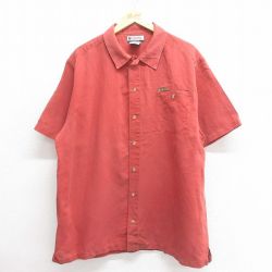 【50%OFF】XL★古着 コロンビア COLUMBIA 半袖 シャツ メンズ 00年代 00s 大きいサイズ レーヨン えんじ 25may27 中古 トップス
