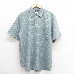 XL★古着 コロンビア COLUMBIA 半袖 シャツ メンズ 00年代 00s ワンポイントロゴ 薄紺他 ネイビー チェック 25may27 中古 トップス