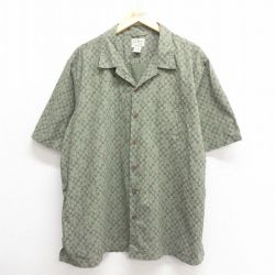 XL★古着 エルエルビーン LLBEAN 半袖 シャツ メンズ 00年代 00s 大きいサイズ コットン 開襟 オープンカラー 緑 グリーン 【spe】 25may27 中古 トップス