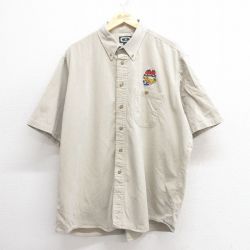 XL★古着 半袖 シャツ メンズ 00年代 00s BAJA 大きいサイズ コットン ボタンダウン ベージュ カーキ 25may27 中古 トップス
