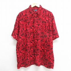 L★古着 ピューリタン 半袖 シャツ メンズ 総柄 レーヨン 赤他 レッド 25may27 中古 トップス