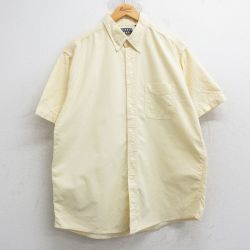 XL★古着 半袖 シャツ メンズ 00年代 00s ロング丈 コットン ボタンダウン 黄 イエロー 25may28 中古 トップス