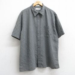 XL★古着 半袖 シャツ メンズ 00年代 00s ロング丈 レーヨン グレー他 チェック 25may28 中古 トップス