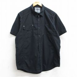 L★古着 半袖 シャツ メンズ 黒 ブラック 25may28 中古 トップス