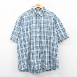 【50%OFF】XL★古着 半袖 シャツ メンズ 00年代 00s コットン ボタンダウン 薄紺他 ネイビー チェック 25may30 中古 トップス
