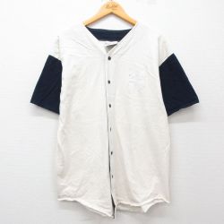 L★古着 半袖 ベースボール シャツ メンズ 90年代 90s COMIC ROX コットン USA製 生成り他 25may30 中古 トップス