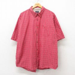 XL★古着 ラングラー Wrangler 半袖 シャツ メンズ 大きいサイズ ボタンダウン 赤 レッド チェック 25jun02 中古 トップス