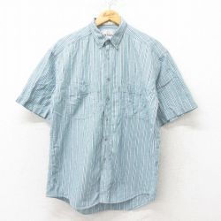 M★古着 リーバイス Levis 半袖 シャツ メンズ 00年代 00s コットン ボタンダウン 薄緑 グリーン ストライプ 25jun02 中古 トップス