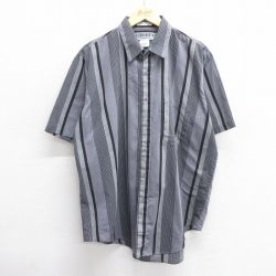 XL★古着 半袖 シャツ メンズ 00年代 00s 大きいサイズ グレー他 ストライプ 25jun04 中古 トップス