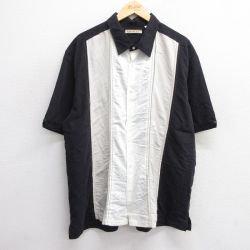 XL★古着 半袖 シャツ メンズ ツートンカラー 大きいサイズ レーヨン 黒他 ブラック 【spe】 25jun04 中古 トップス